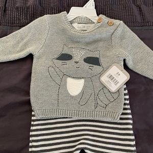 Rene rofe 3-6 month 2 piece set gray and black